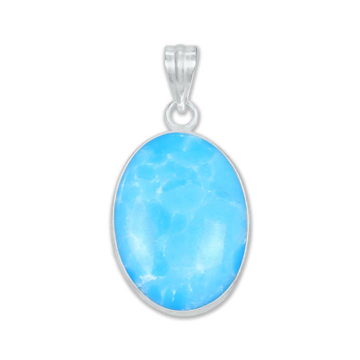 Handmade Jewels - Wholesale Individual Charm/Pendant - Larimar (Created) Minimalist Pendants - Handmade, Silver-Plated Brass, Wholesale Fashion Jewelry12