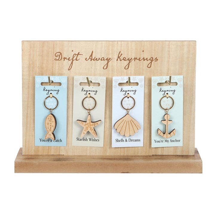 Something Different Wholesale – wholesale Keychain – Unisex – Set of 24 Drift Away Nautical Beach Keyrings on Display1