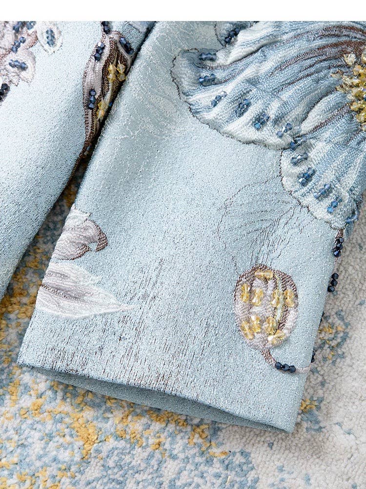 Productseeker - Venta al por mayor Vestido - Mujer - Abrigo floral bordado a mano con cuentas de jacquard CT102Y4