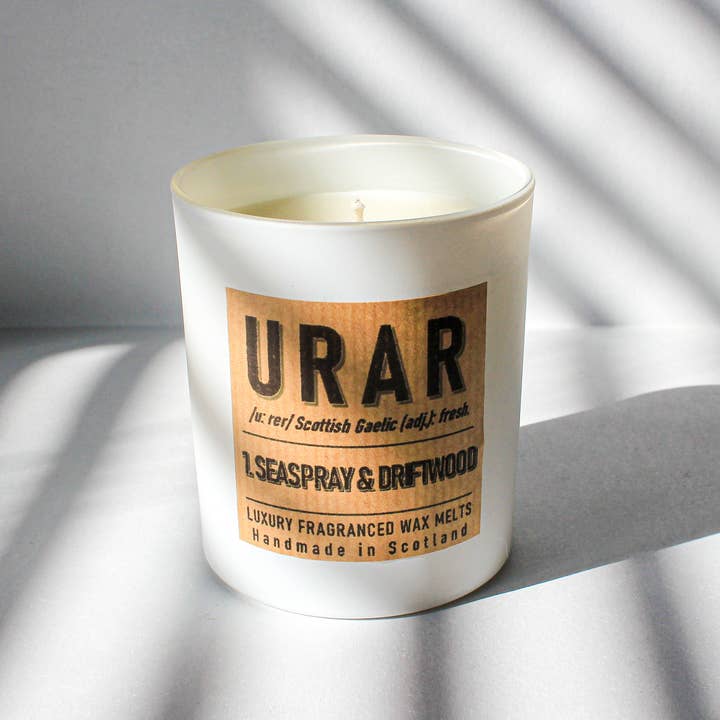 Urar 1: Sea Spray and Driftwood Luxury Candle for wholesale by Hamilton and Morris Candlemakers