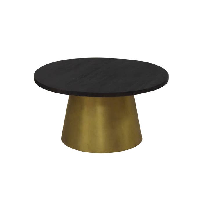 Timbergirl - Wholesale Coffee Table - Black Mango Wood Coffee Table With Gold Drum Base