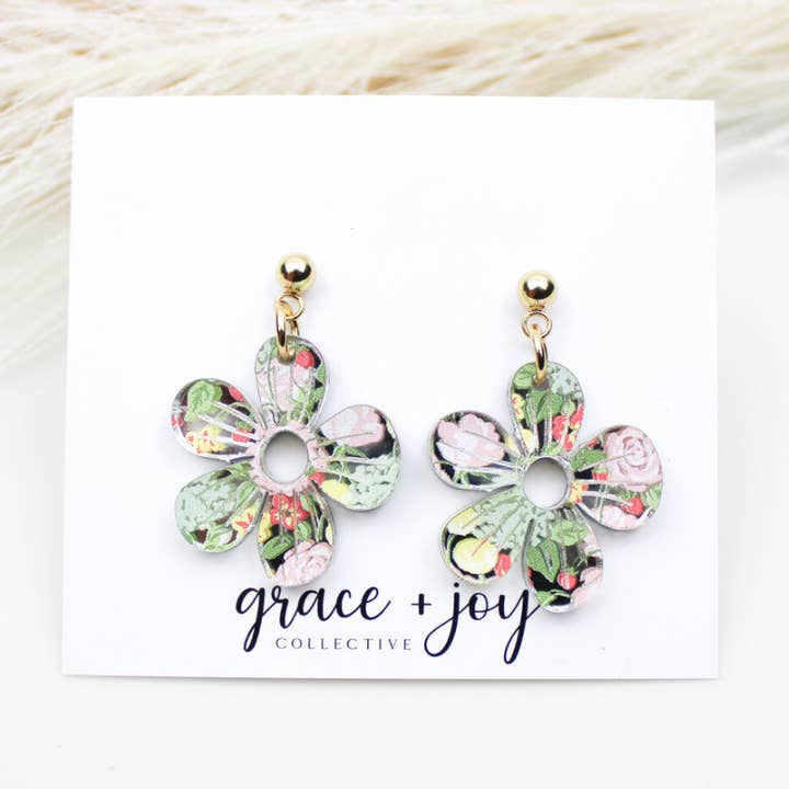 Grace + Joy Collective - Wholesale Dangle Earrings - Pastel Floral Earrings, Flower Acrylic Earrings 0