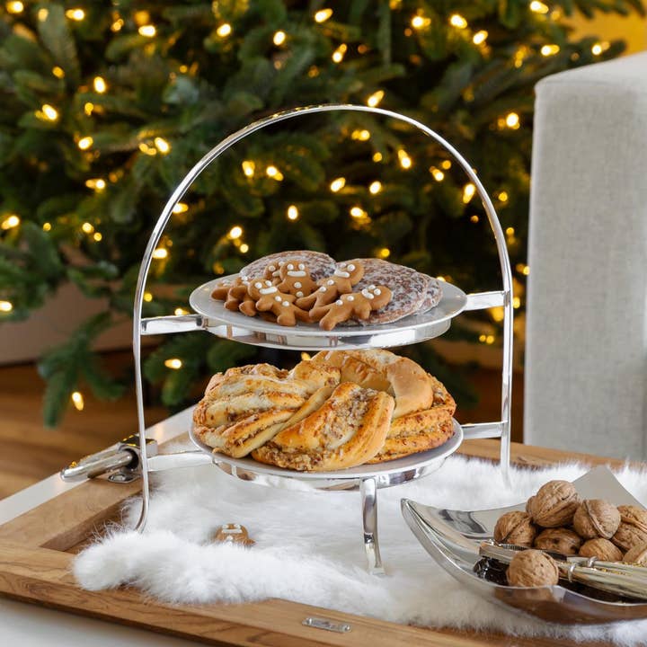 EDZARD - Wholesale Serving Tray - Etagere Sina for 2 Plates, Height 33 cm4