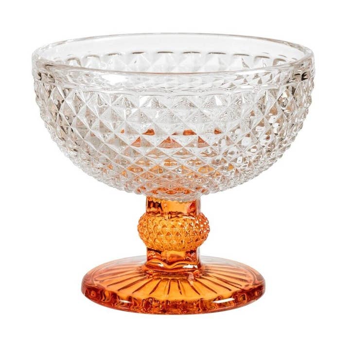 H&H - Vendita all'ingrosso Bicchiere/tazza - Coppa Multiuso Diamantato In Vetro Con Piede Arancio0