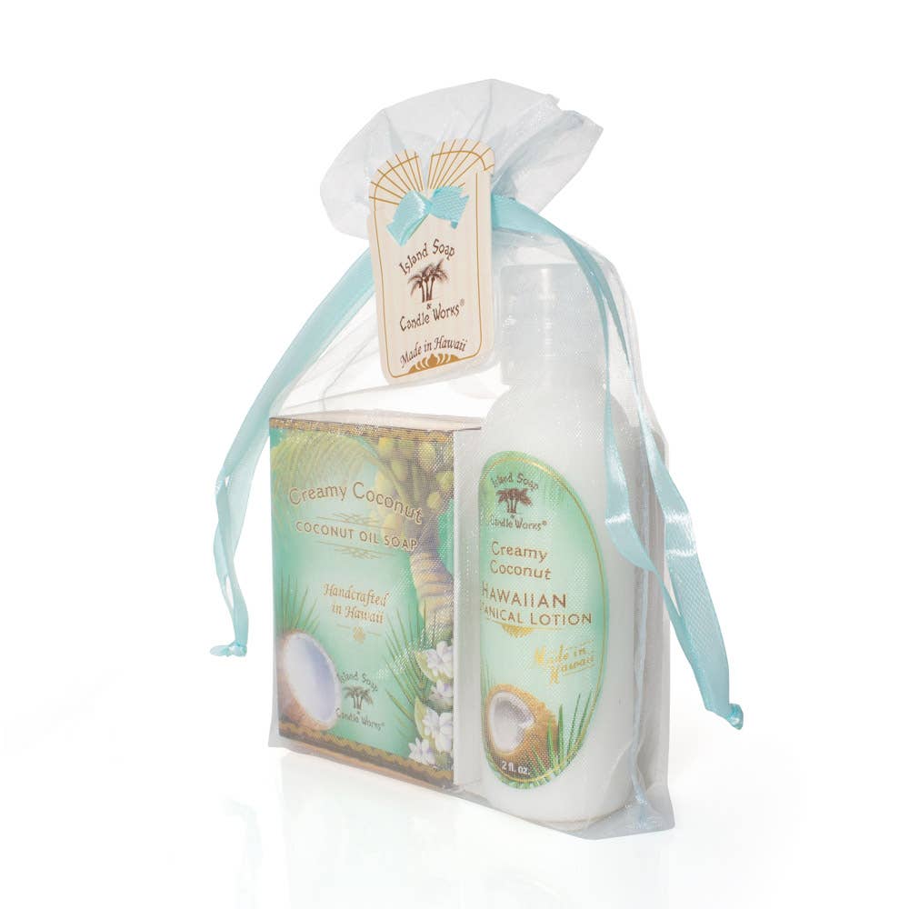 Island Soap & Candle Works - Wholesale Gift Bag Set/Pack - Creamy Coconut Organza Gift Bag2