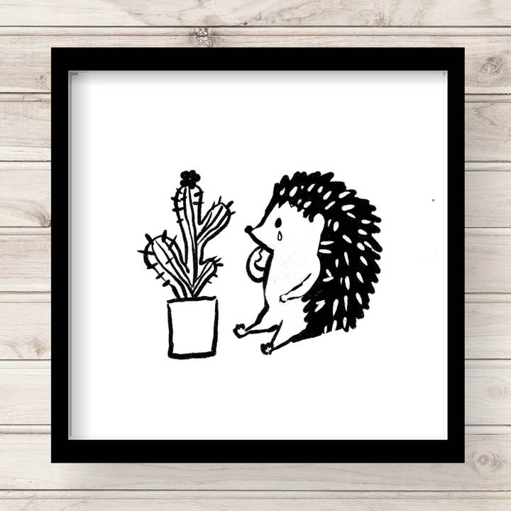 Hedgehog & Cactus Art Print for wholesale by Miss Johnny Squirrel