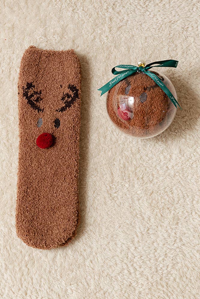 UNISHE - Wholesale Socks - Women's - Cartoon Christmas Fleece Socks MOQ 5Pairs ZZKF30326