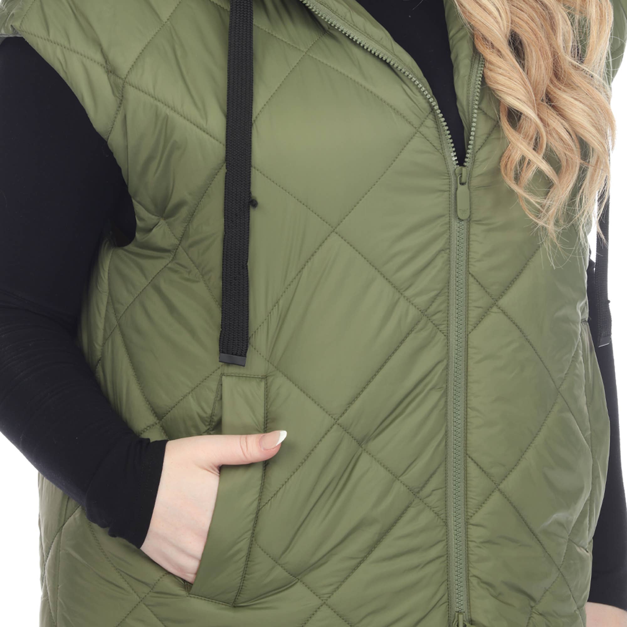 WHITE MARK - Wholesale Outerwear Vest - Women's - Plus Size Diamond Quilted Hooded Puffer Vest22