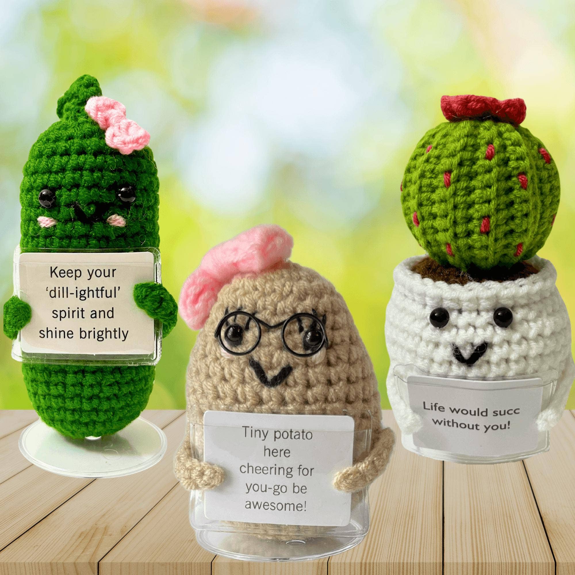 Anh2 LTD - Wholesale Decorative Tabletop Object - Emotional Support Pickle Positive Potato Succulent Crochet 1