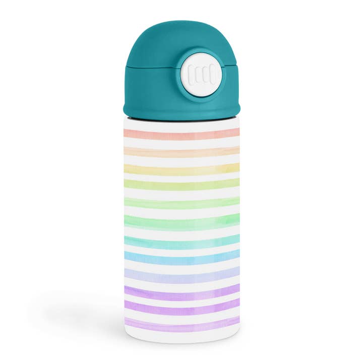 3dRose - Wholesale Water Bottle - 3dRose, Pretty Pastel Rainbow Image Of Watercolor Stripes, Kids Water Bottle