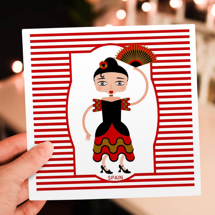3dRose - Wholesale Everyday Greeting Card - 3dRose, Spain is represented by a flamenco dancer,flamenco is spanish popular folk music, Greeting Card5