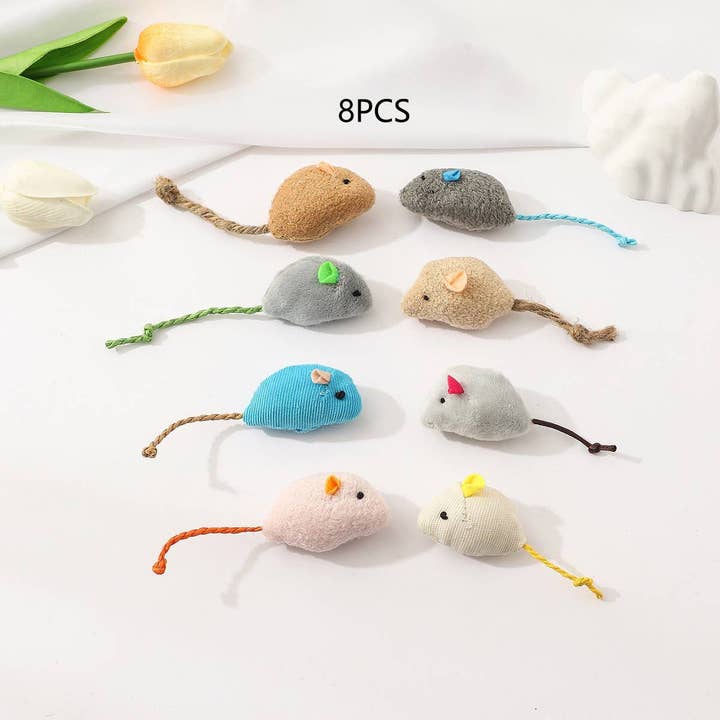 PAWPAWwholesale - Wholesale Pet Toy - Cat - Plush Mouse Cat Toys Set-Durable & Chew-Resistant_CWMM6796