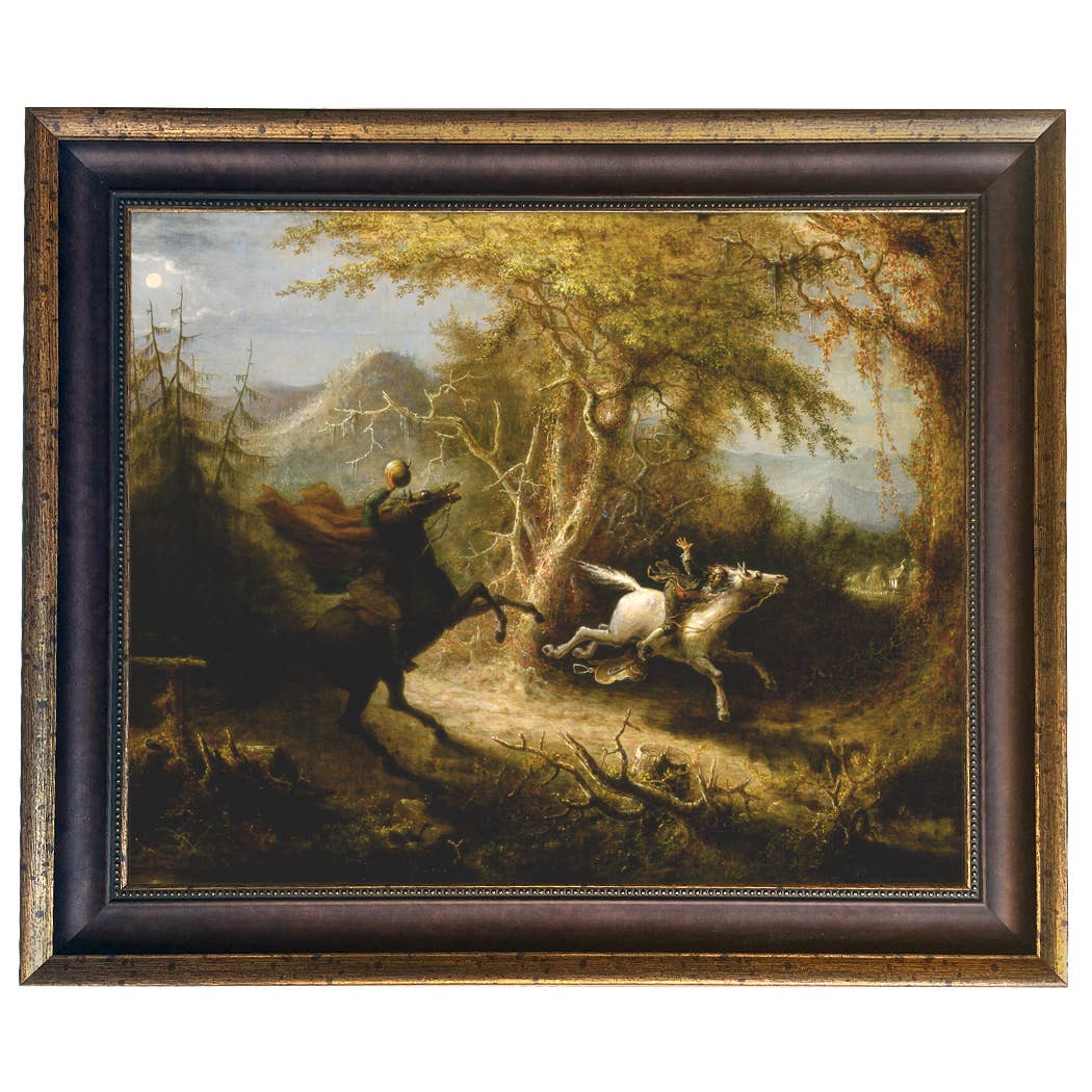 Madison Bay Co. - Historical Home Decor Reproductions - Wholesale Schilderen/Tekenen - Schilderijafdruk van de Ruiter zonder Hoofd die Ichabod Crane Achtervolgt43