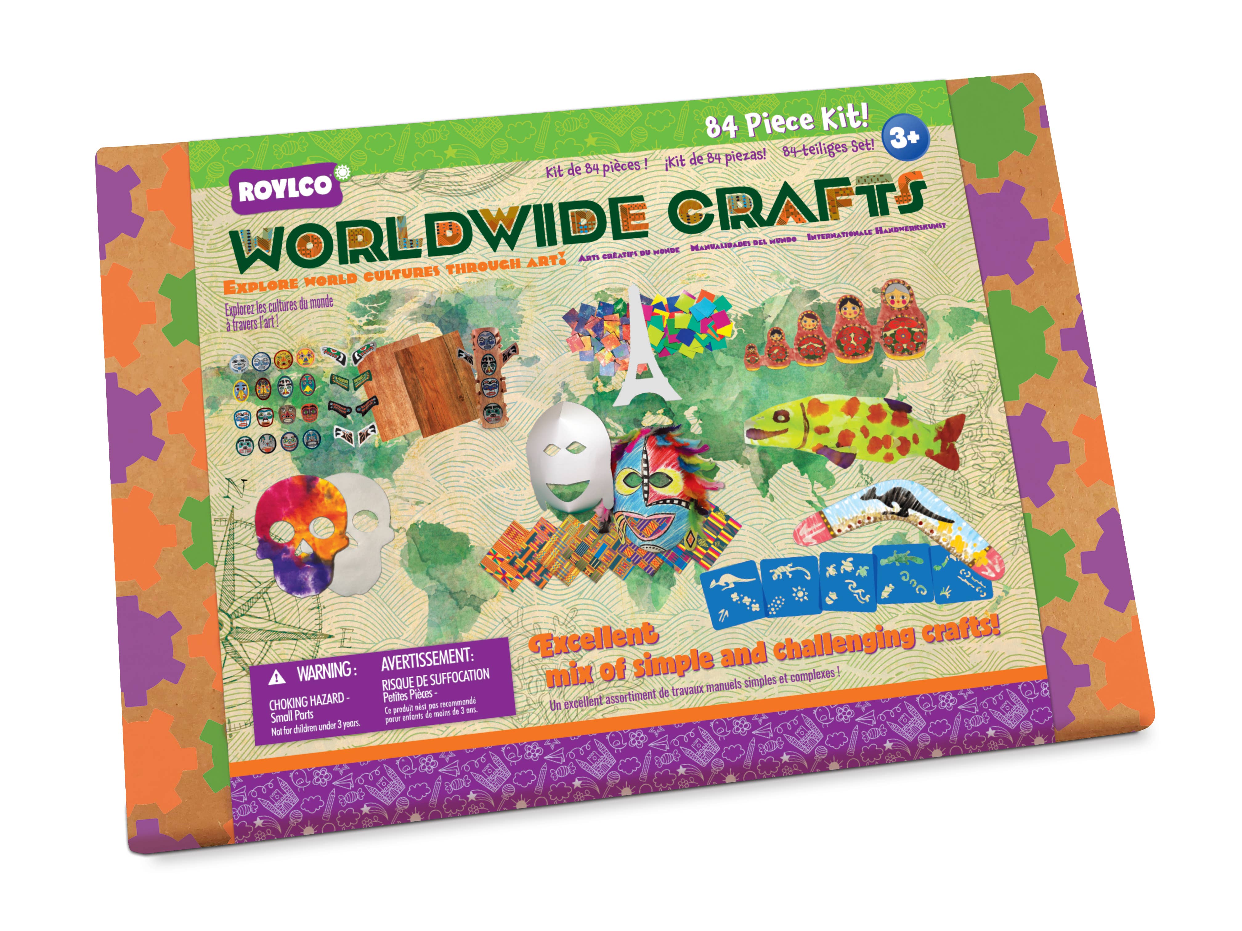 Roylco - Wholesale DIY Craft Kit - Kids - Worldwide Crafts - 84 Piece DIY Craft Kit for Kids2