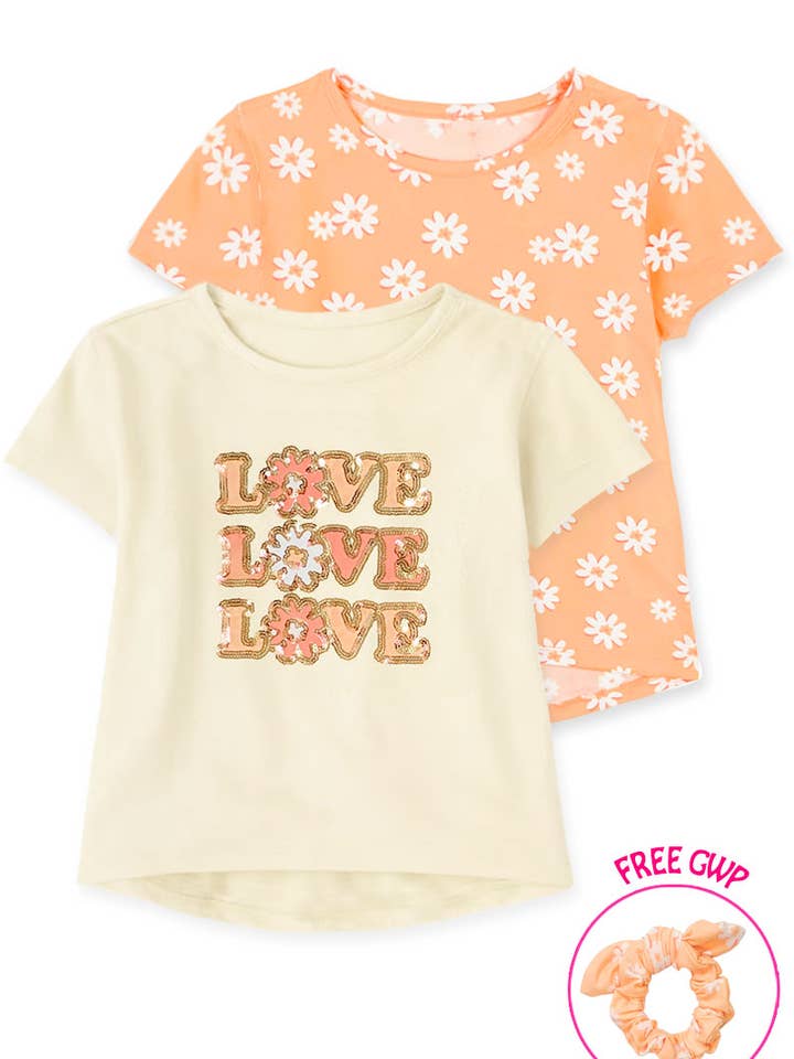 GKT-Y24-19002B-01 Pige 2-pak Mode T-shirts m/ Hårelastik for engroshandel hos Cutie Patootie Clothing
