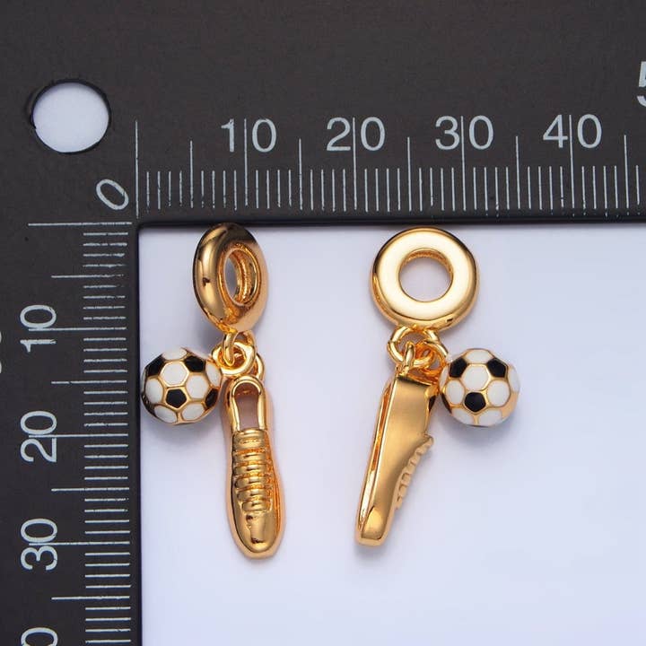 Aim Eternal - Wholesale Individual charm/pendant - 24K Gold Filled Soccer Football Shoes Ball Sports Equipment Rhondelle Drop Pendant | X7832