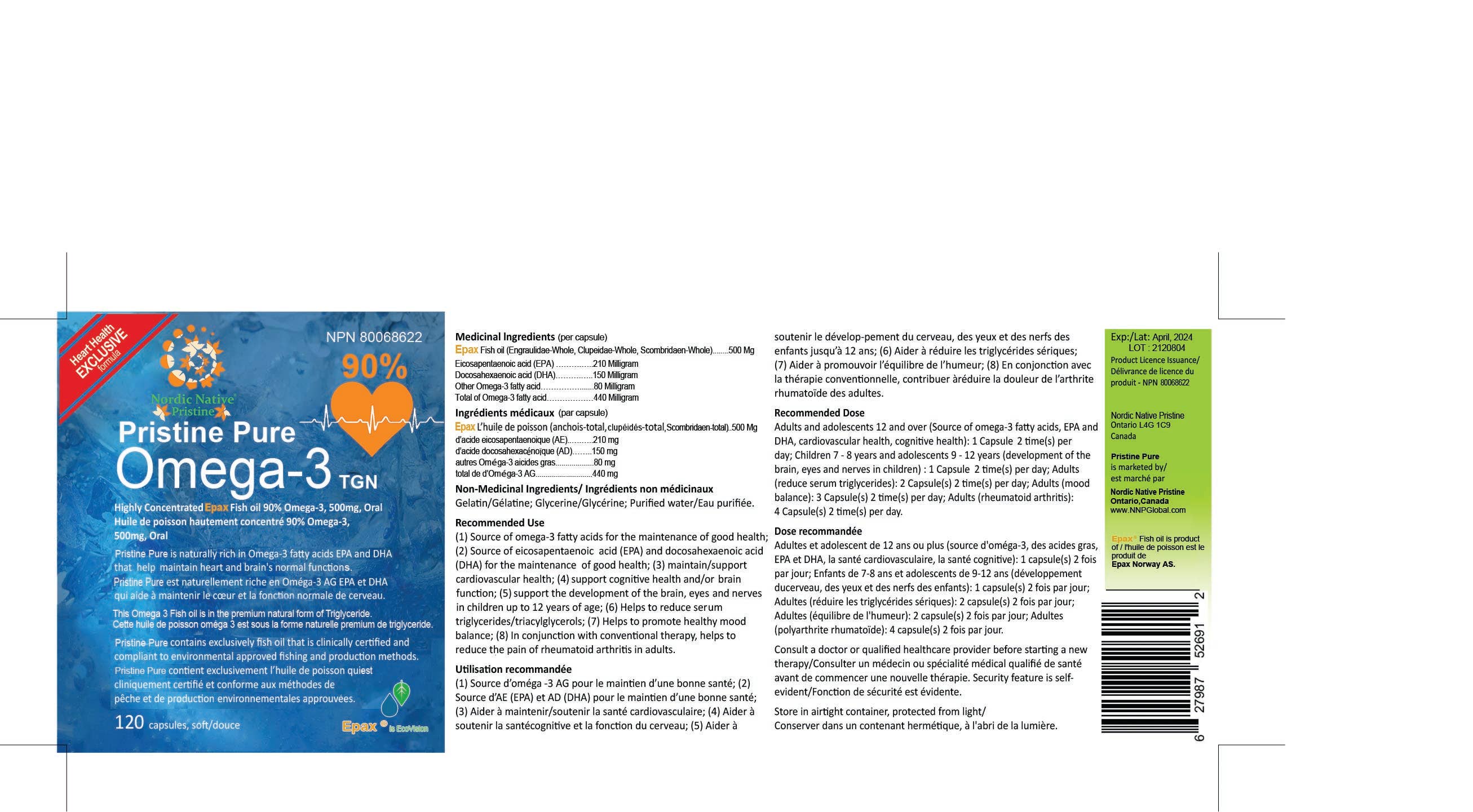 Nordic native pristine – wholesale Oral supplement/vitamin – Pristine pure Epax Omega 3 with 90% concentrate,TGN form6