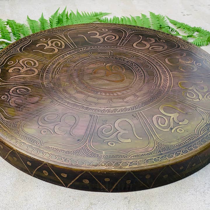 Lungta Imports - Wholesale Meditation Supplies - Tibetan Om Gong Diameter Handmade, Temple Gong Healing, Mindfulness Meditation2