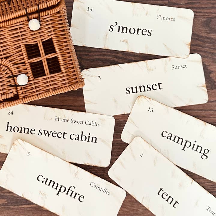 Handmade Vintage Inspired Camping Flashcards for wholesale by Joy Grace Home Designs