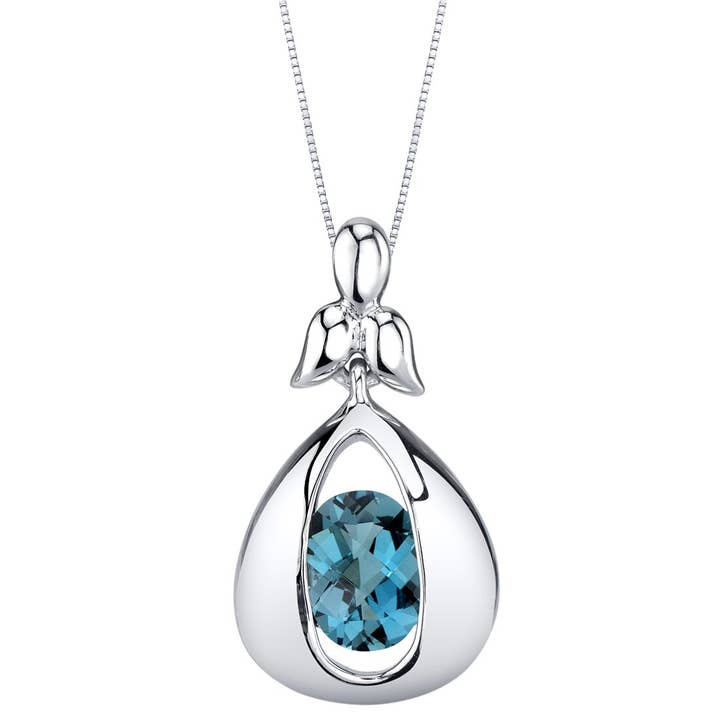 London Blue Topaz Sterling Silver Pendant  1.5 Carat for wholesale by Peliani