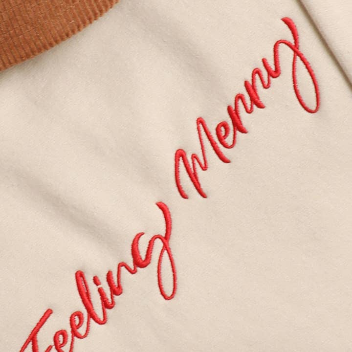 Fashion City - Wholesale Sweatshirt - Unisex - FEELING MERRY Embroidered Fleece Heavyweight Sweatshirt2