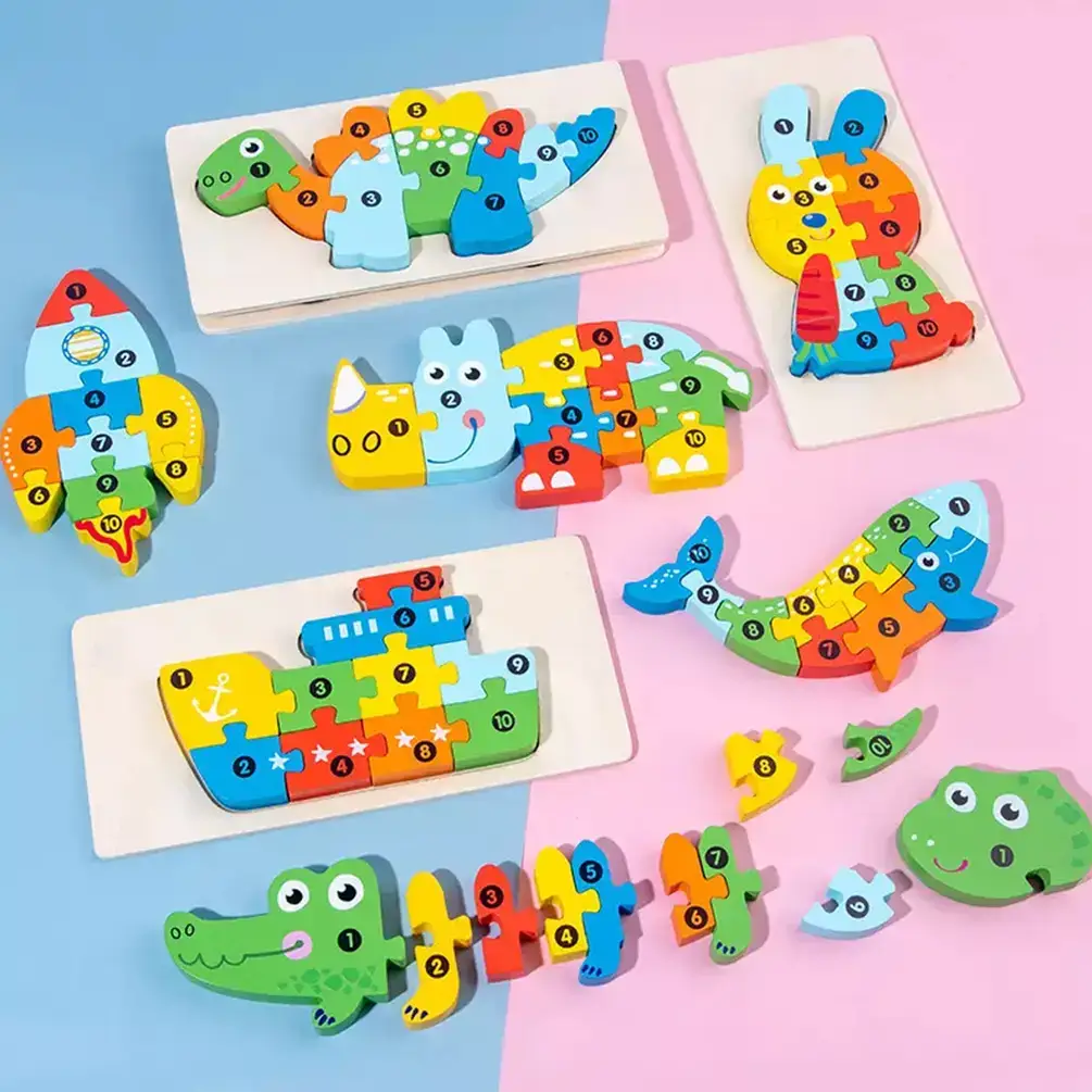 JSBlueRidge Toys - Wholesale Puzzle - Kids - Montessori Jigsaw Wooden Puzzles Kids Toy- Assorted5