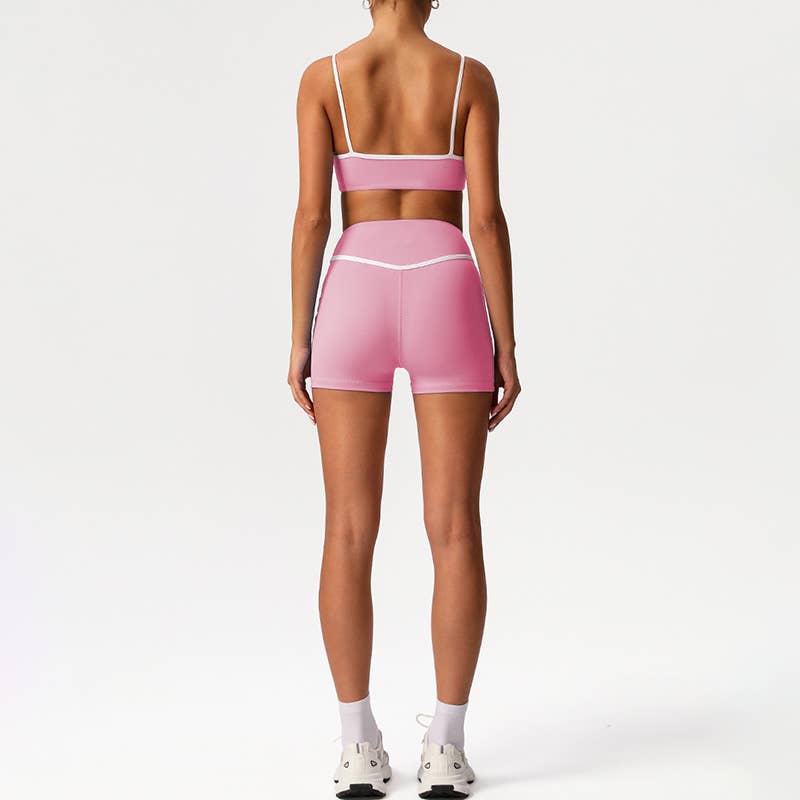 WONDERXFANS - Vente Ensemble de sport – femme - Ensemble 2 pièces : soutien-gorge à coussinets intégrés + short taille haute7