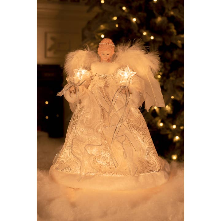 Starlight Collection - Wholesale Tree Topper - Silver/White 10-Light Vintage Angel Tree topper1