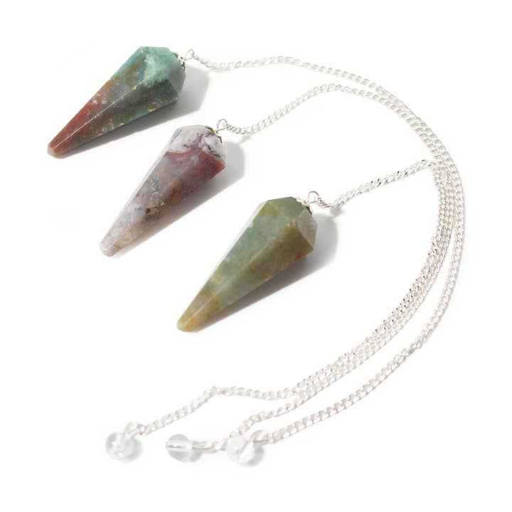 India Agate Pendulum 6 Facet & Bead - 3 Pack for wholesale by Stonebridge Imports