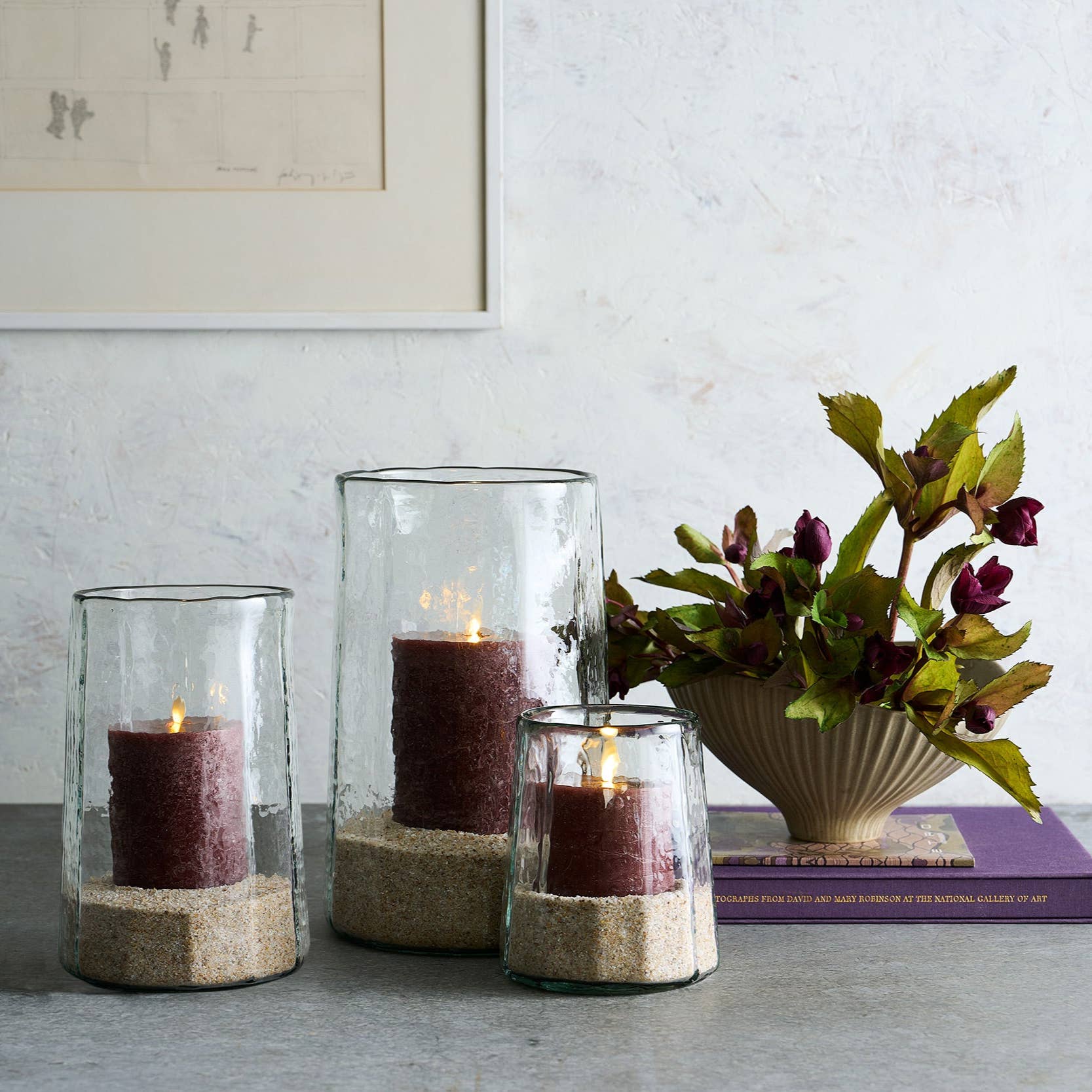 The Collective - Wholesale Candle Holder - Pebbled Edge Hurricane Small2