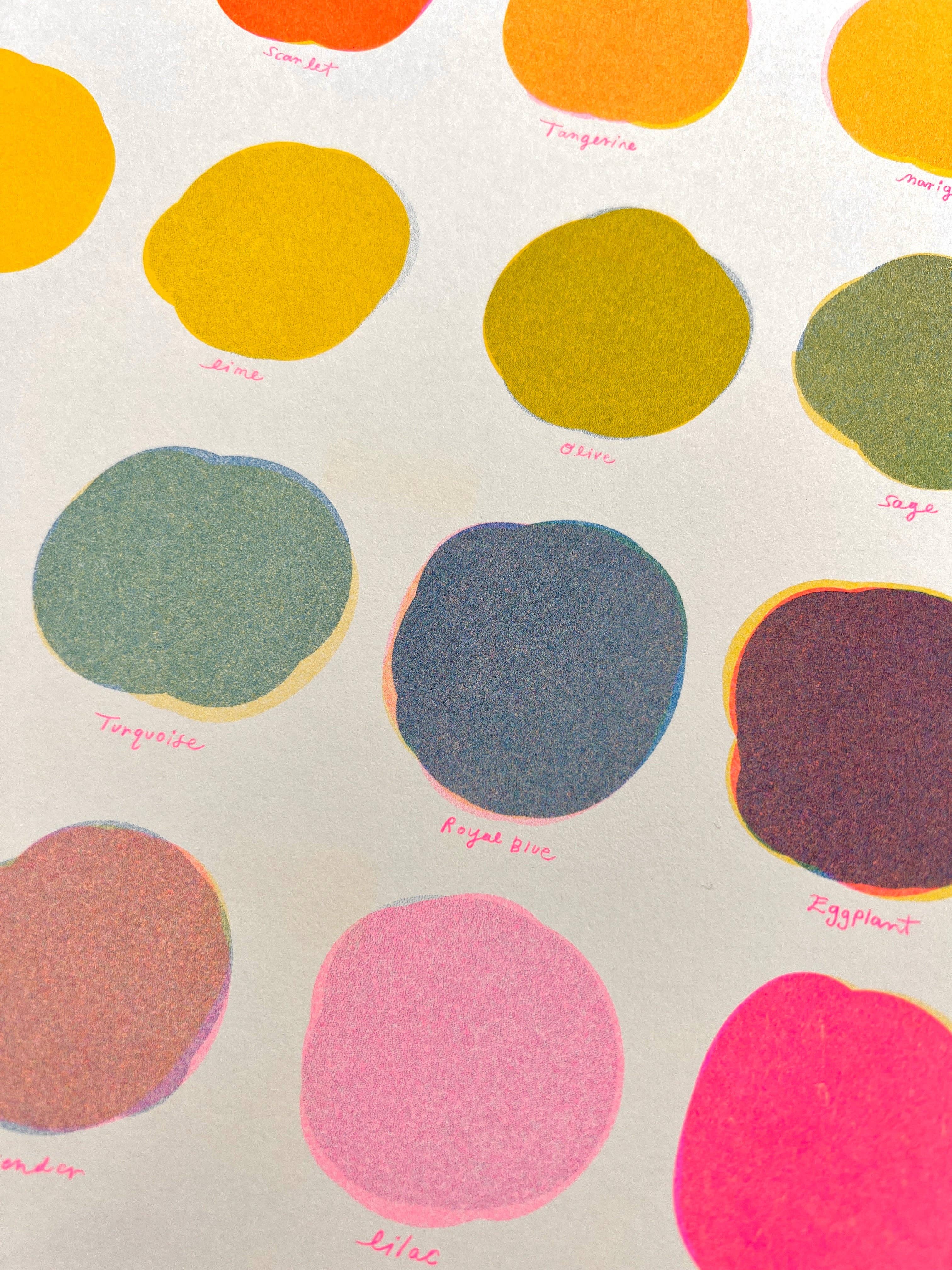Natalie Andrewson - Wholesale Art Print - Riso Color Swatch in Blue, Yellow and Fluorescent Pink3