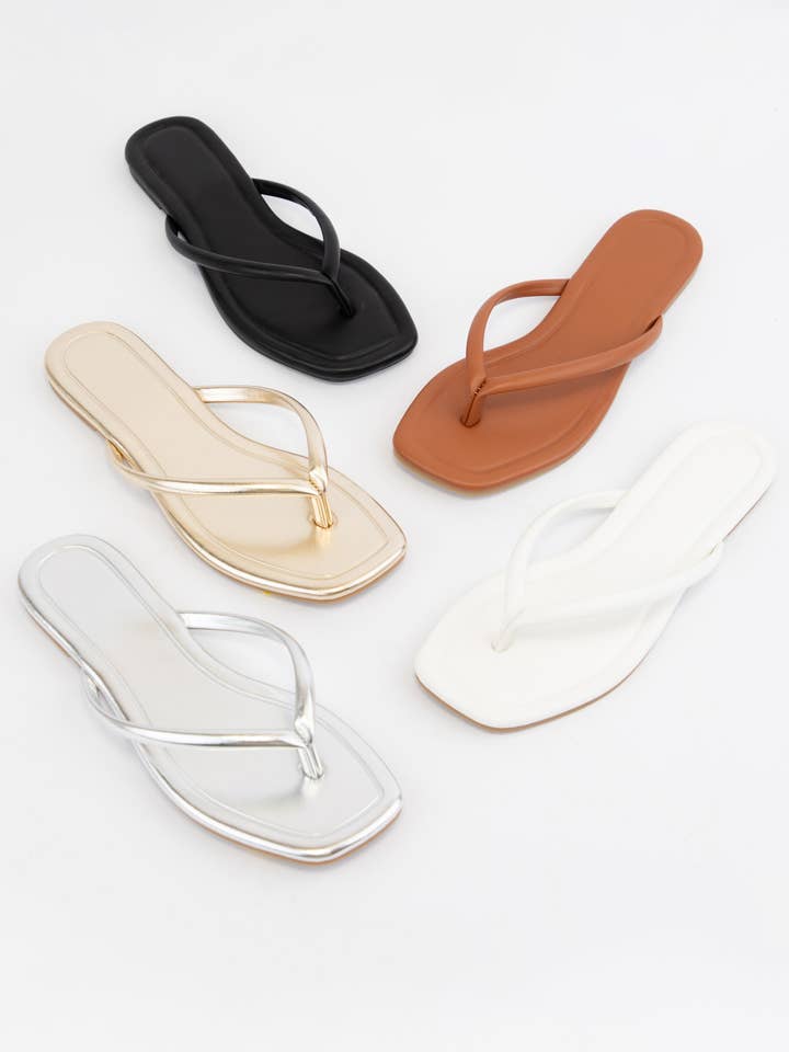 CCOCCI - Wholesale Sandals - Women's - TALLULAH-1 SOLID COLOR SQUARE-TOE THONG SANDAL