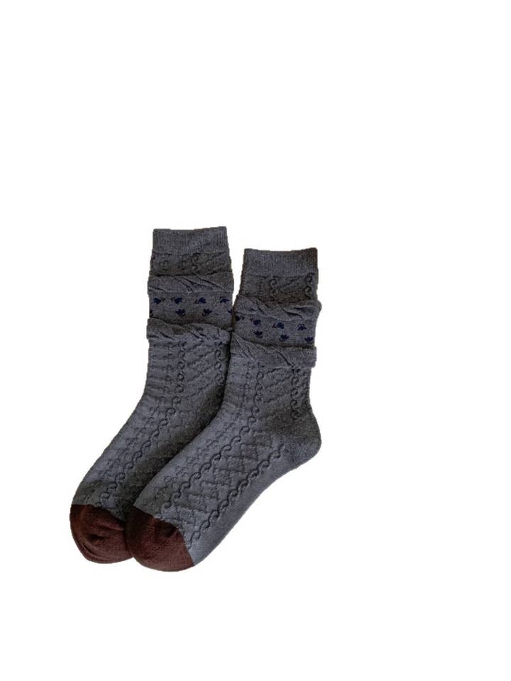 Rufia - Vintage Mid-Calf Winter Socks with Tulip Floral Print for wholesale by Funkyrel® Atzbranding Limited