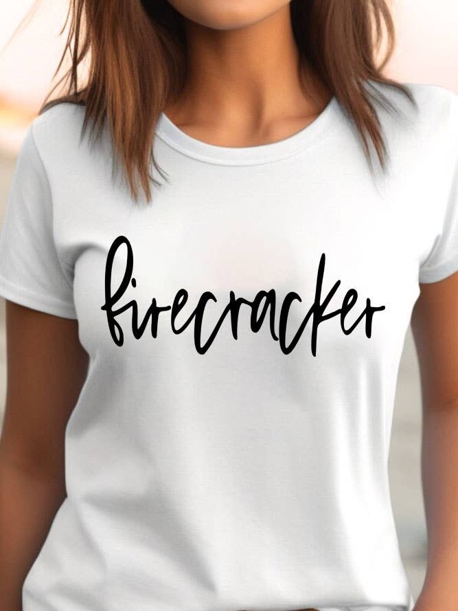 T-shirt unisexe à col rond Firecracker, 4 juillet, PLUS pour la vente par Top Avenue