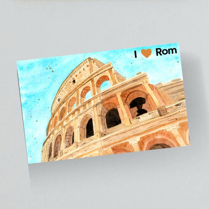 Magnete da frigorifero Roma, Colosseo - Souvenir d'Italia Acquerello per la vendita all'ingrosso da parte di Christina Jenne Art and Design