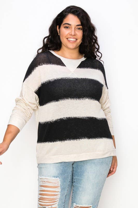 A.gain - Vendita all'ingrosso Top in maglia - Donna - 10764LP543 - TINTA UNITA PLUS SIZE CON MANICHE A CONTRASTO1