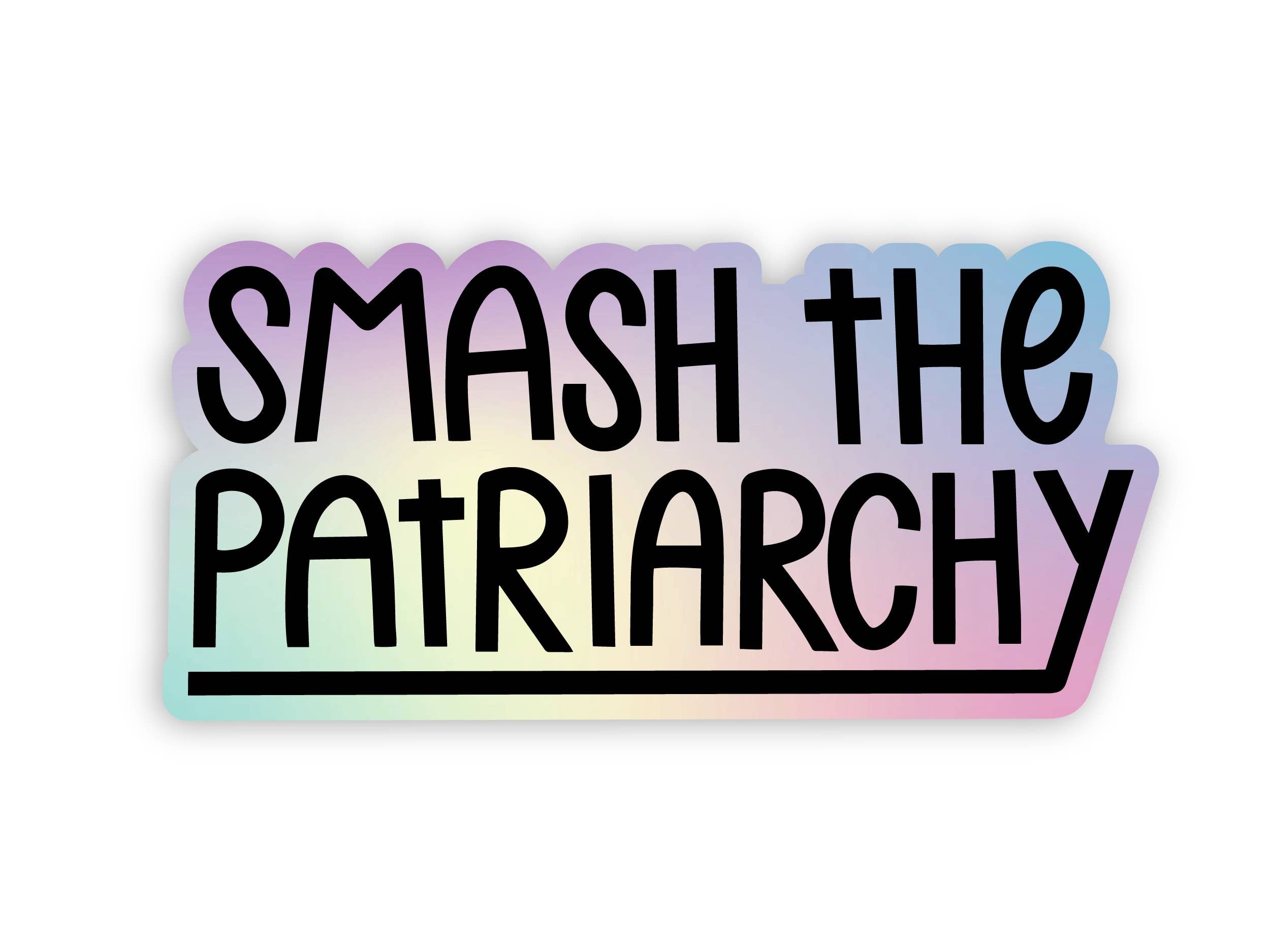 Smash the Patriarchy Feminist Holographic Sticker for wholesale by Twentysome Design