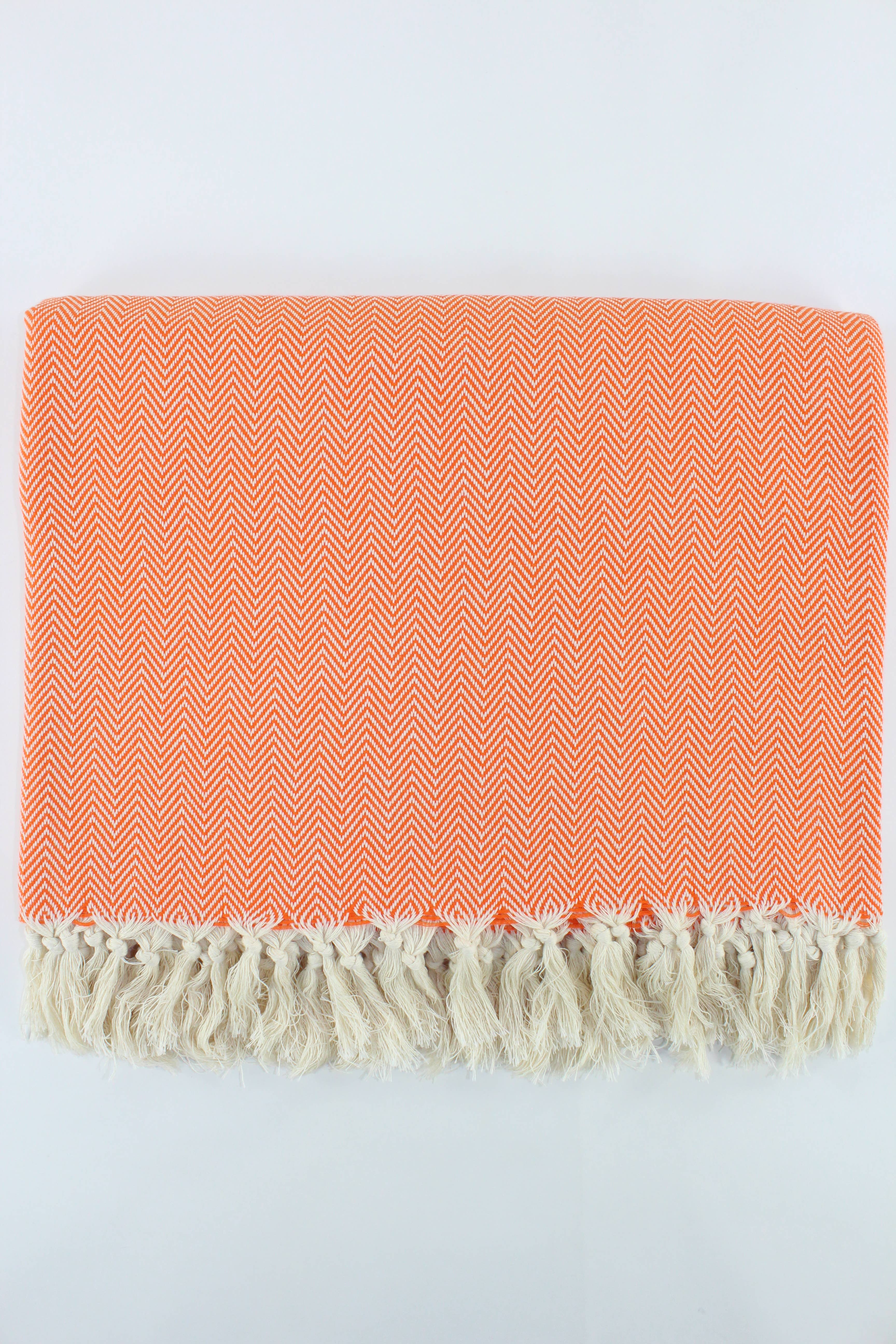 Orange Premium Turkish Herringbone Pattern Blanket for wholesale on Faire1