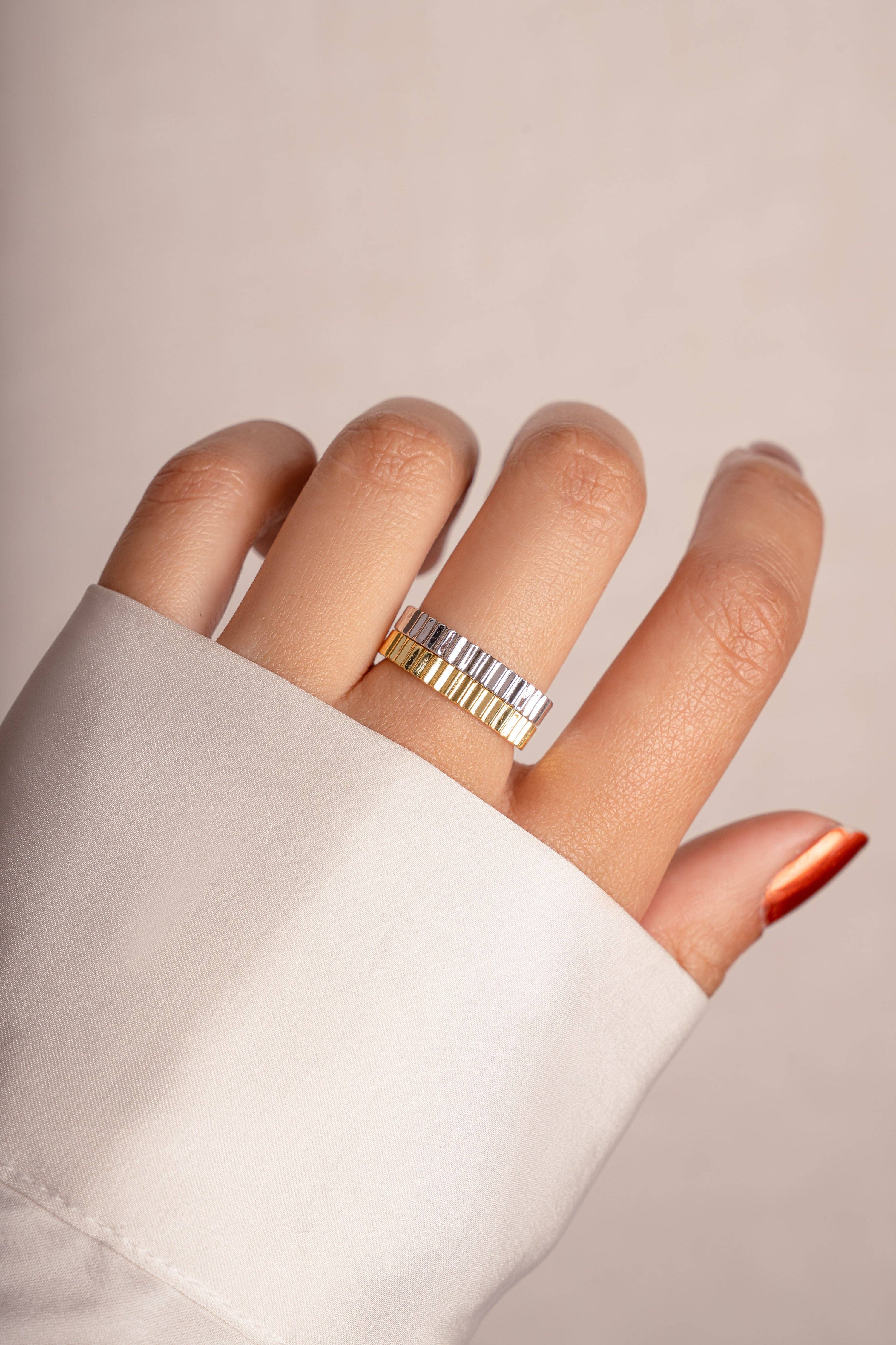 Sami Jewels – Anel de banda por atacado – Anel Ridged5