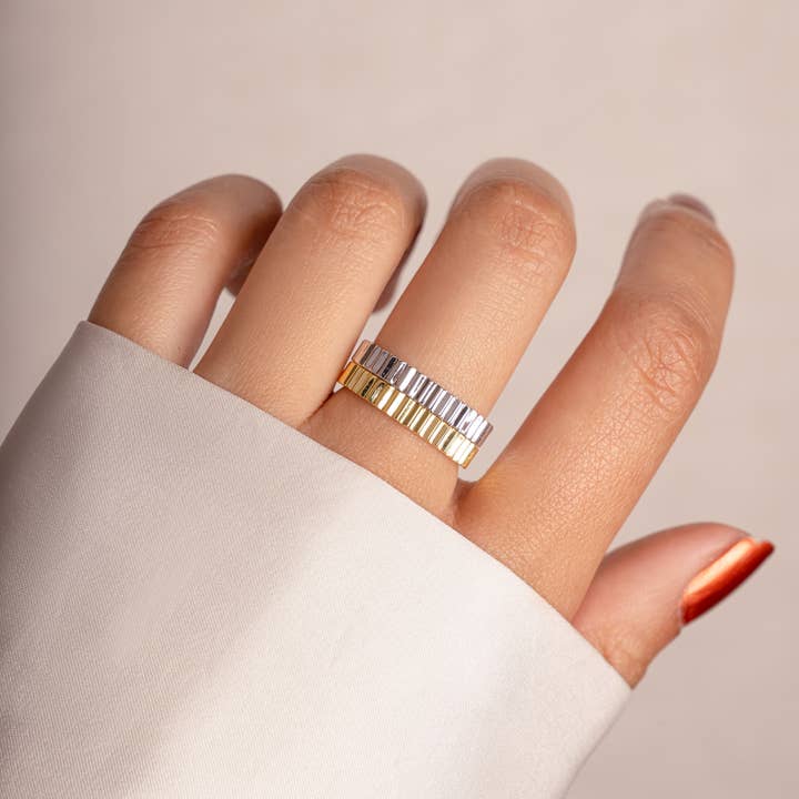 Sami Jewels – Anel de banda por atacado – Anel Ridged5