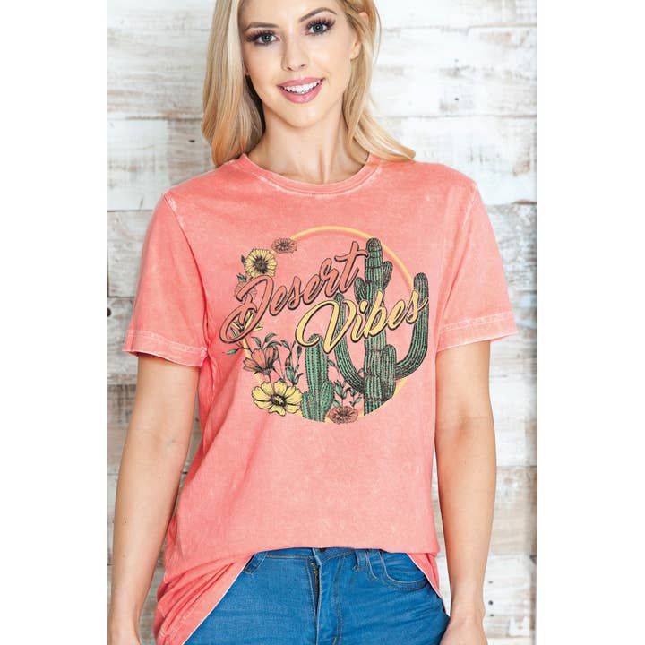 Amused by Blue - Wholesale Screen Printed T-Shirt - Women's - Desert Vibes - Mineral Wash4