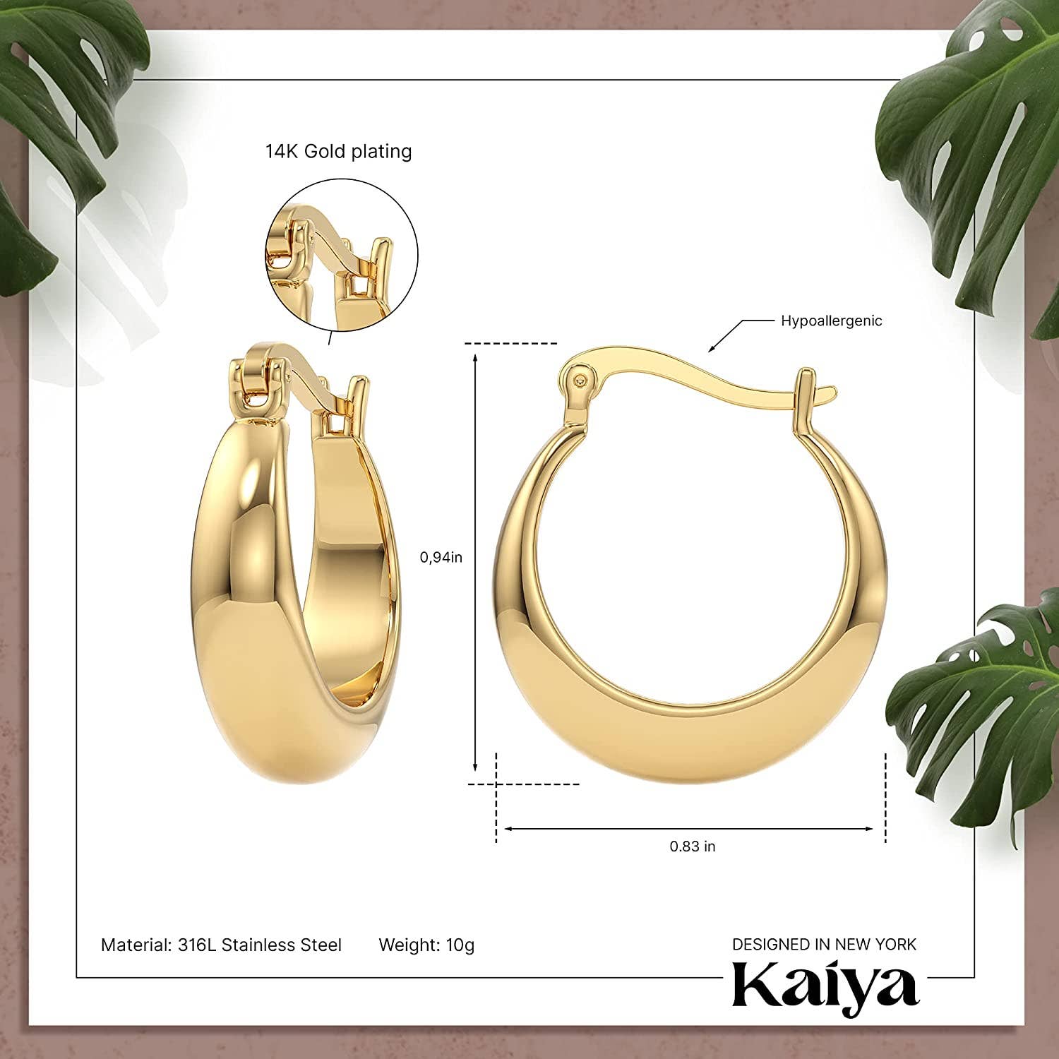Kaiya Jewelry - Venta al por mayor Pendientes de aro - Pendientes de aro grueso5