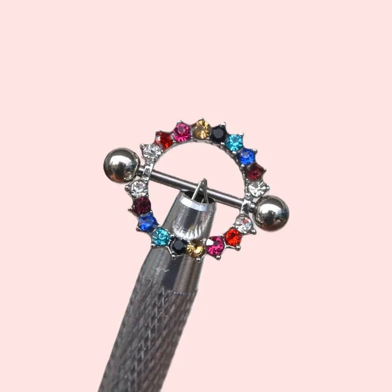 StockJWL - Wholesale Enkele oorbel - Meer kleurige ring tepelpiercing tepel halters tepel bar lichaamspiercing brug halters lichaamsieraden zilver5