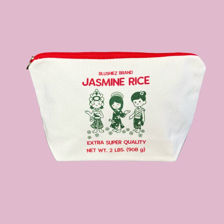 Jasmine Rice Zippered Canvas Pouch for wholesale by Blushiez