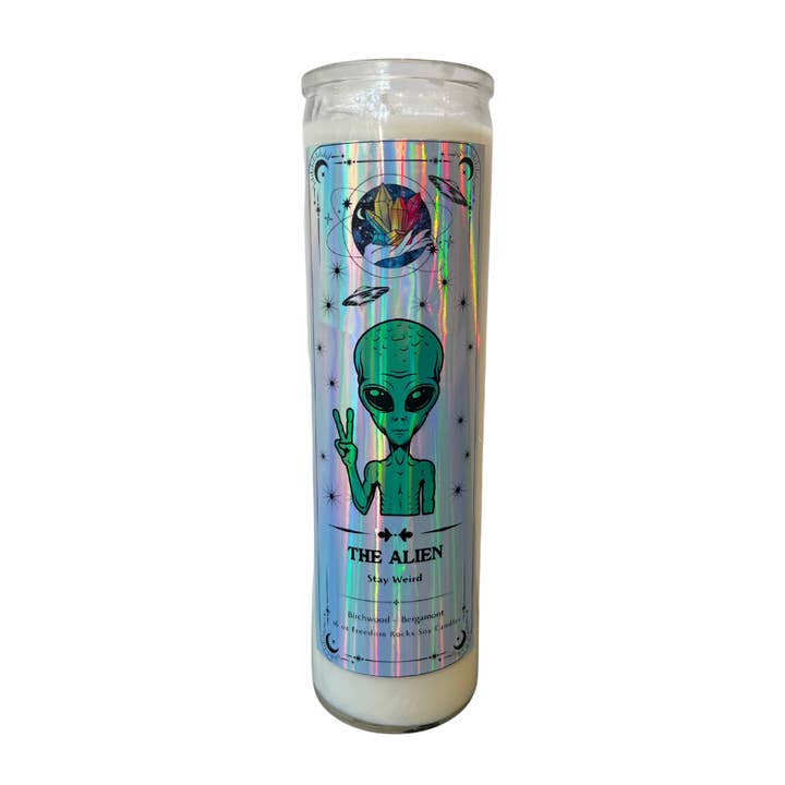 The Alien All Natural Scented Prayer Candle for wholesale by Freedom Rocks