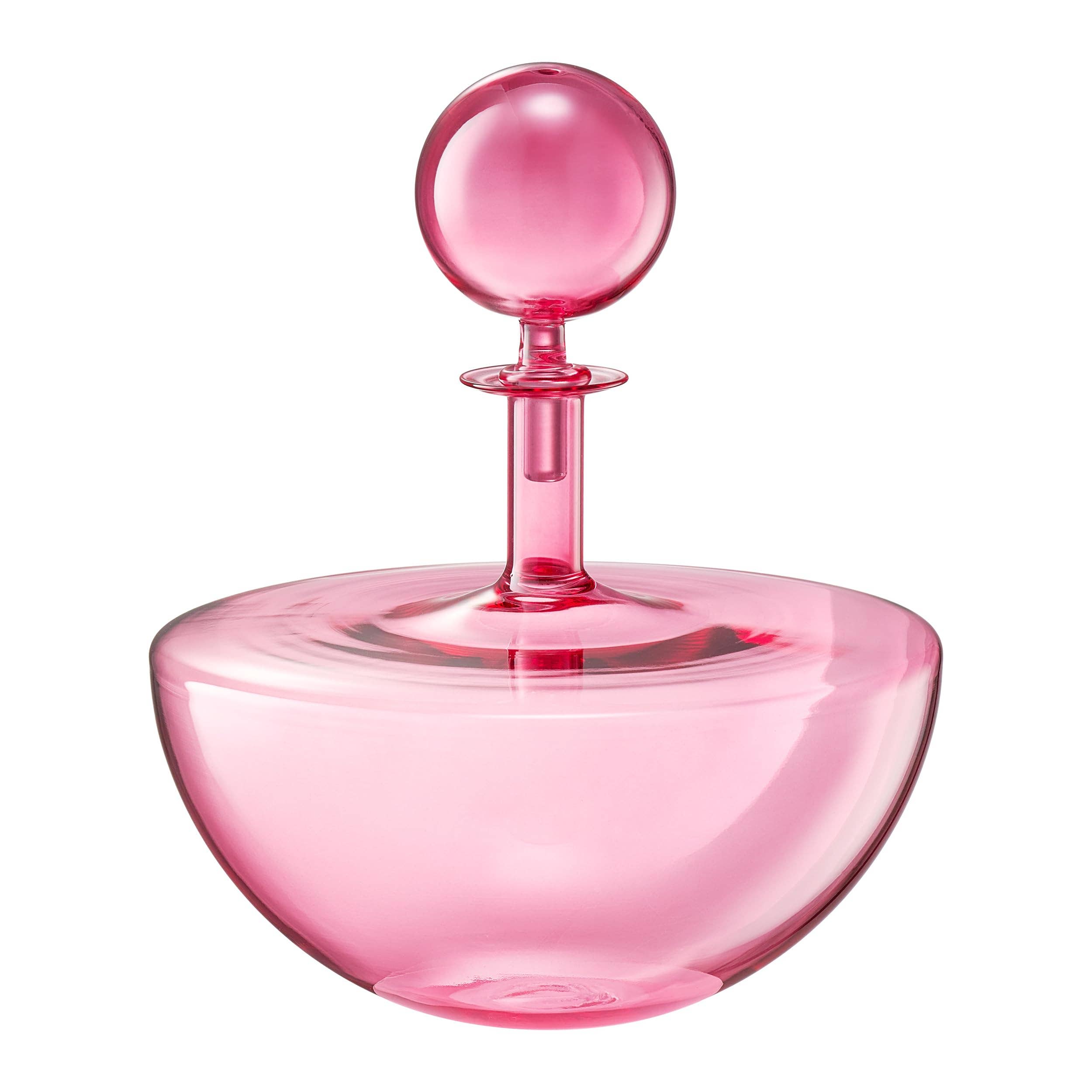 The Wine Savant /  Khen Glassware – Decantador por atacado – Decantador de Vinho de Vidro de Arco Baixo Rosa Blush Soprada à Mão0