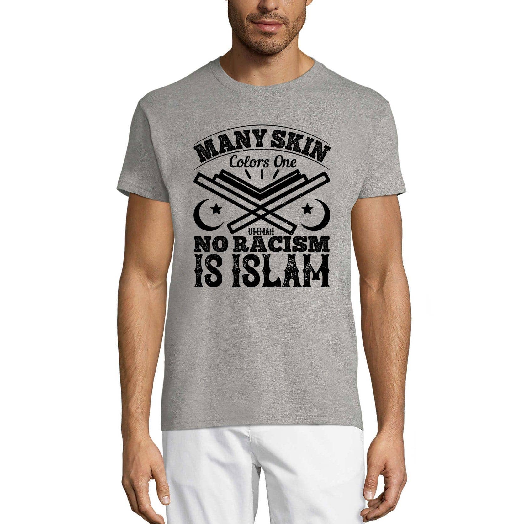 Grey Marl ULTRABASIC Men's T-Shirt No Racism is Islam - Muslim Tee Shirt for wholesale on Faire0