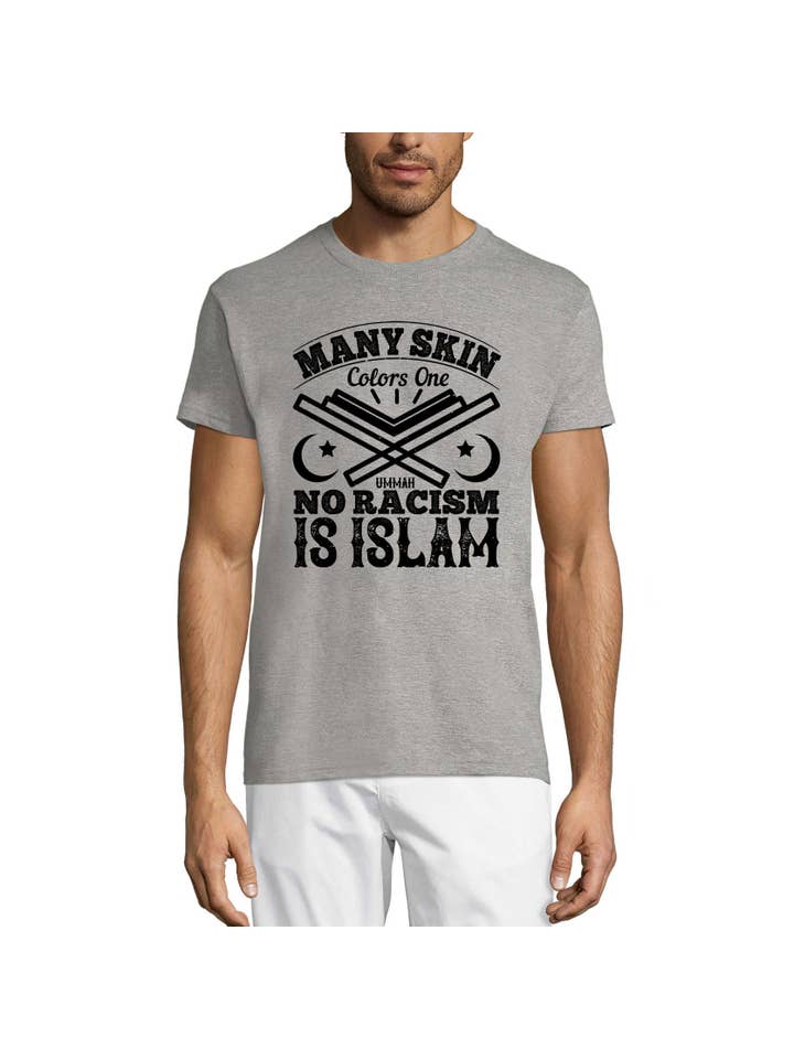 Grey Marl ULTRABASIC Men's T-Shirt No Racism is Islam - Muslim Tee Shirt for wholesale on Faire