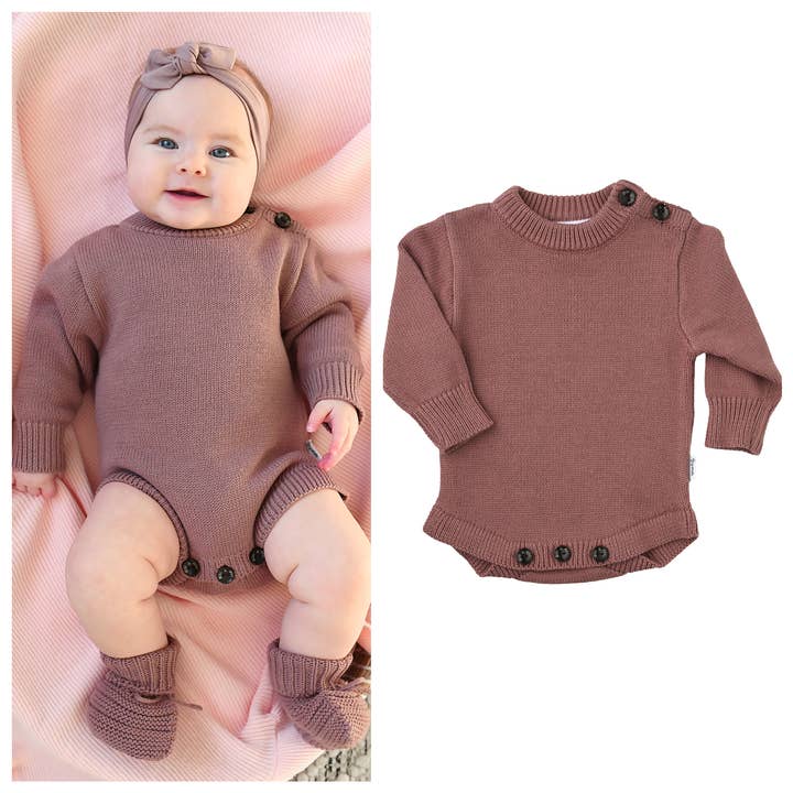 Pull Souvenir Bébé en Maille Bulle Mauve pour la vente par Gigi and Max