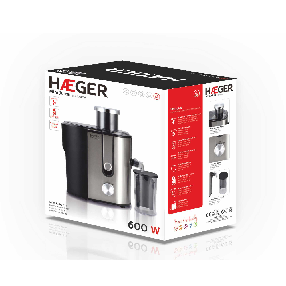 Haeger - Wholesale Kitchen Appliance - MINI JUICER Centrifuge - 600W3